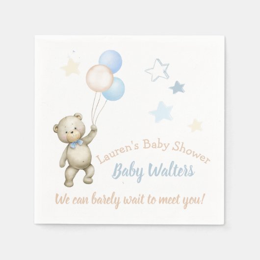 Aangepast Baby shower Napkins Teddy Bear Servet (Voorkant)