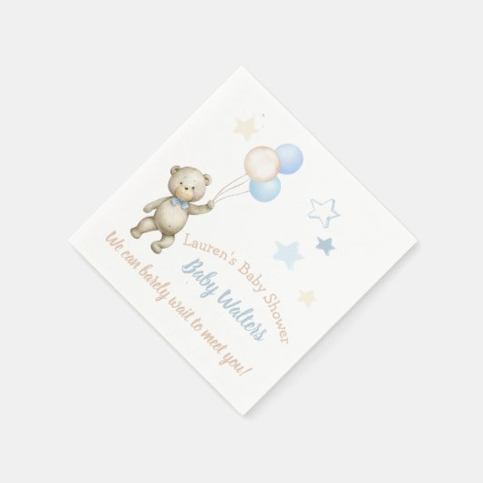 Aangepast Baby shower Napkins Teddy Bear Servet (Hoek)