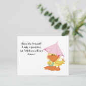 Aangepast Baby shower Nodig-Roze Eend In Regen Uitnodiging Briefkaart (Staand voorkant)