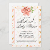 Aangepast Baby shower nodigt, roze en gouden pijle Kaart (Voorkant / Achterkant)