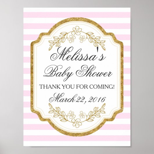 Aangepast Baby shower, Roze Gold, WelkomstPoster Poster (Voorkant)