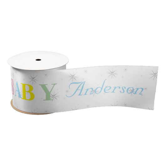 Aangepast Baby shower Satijnen Lint (Spoel)