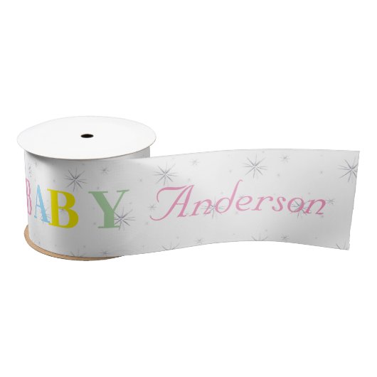 Aangepast Baby shower Satijnen Lint (Spoel)