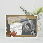 Aangepast Baby shower sport/uitnodiging voor geboo Kaart (Staand voorkant)