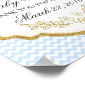 Aangepast Baby shower-teken, blauw goud, welkomstP Poster (Hoek)