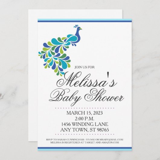 Aangepast Baby shower Uitnodiging, vredesuitnodigi Kaart (Voorkant / Achterkant)