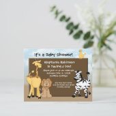 Aangepast Baby shower uitnodigt, Oerwouden dieren Kaart (Staand voorkant)