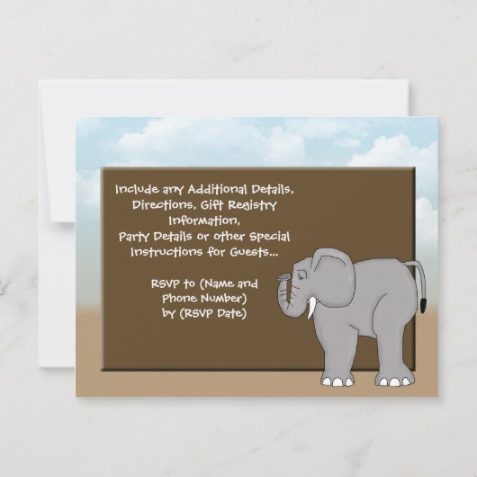 Aangepast Baby shower uitnodigt, Oerwouden dieren Kaart (Achterkant)