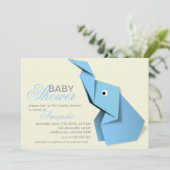 Aangepast baby shower van origami-olifant kaart (Staand voorkant)
