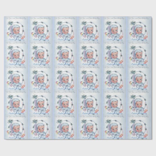 Aangepast Baby shower voor  babyjongen Cadeaupapier (Vlak)