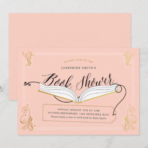 Aangepast Baby shower voor Blush en Gold Storybook Kaart