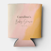 Aangepast Baby shower voor Boho Pink Yellow Script Blikjeskoeler (Voorkant)