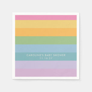 Aangepast Baby shower voor Bright Pastel Stripe Pa Servet