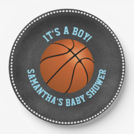 Aangepast Baby shower voor Chalkboard Basketball Papieren Bordje
