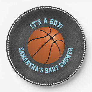 Aangepast Baby shower voor Chalkboard Basketball Papieren Bordje