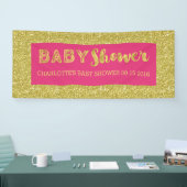 Aangepast Baby shower voor hot-roze Gold Glitter Spandoek (Beurs)