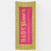 Aangepast Baby shower voor hot-roze Gold Glitter Spandoek (Verticaal)