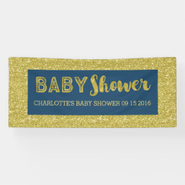 Aangepast Baby shower voor Navy Blue Gold Glitter Spandoek