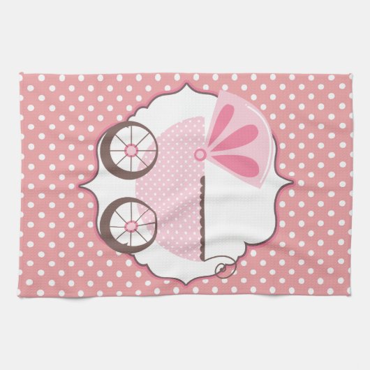 Aangepast Baby shower voor retourroze vervoer Theedoek (Horizontaal)