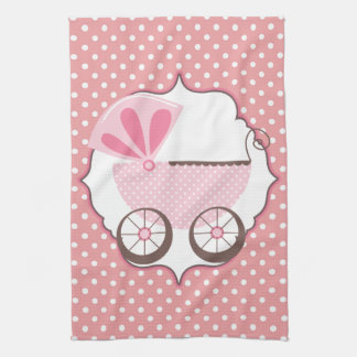 Aangepast Baby shower voor retourroze vervoer Theedoek