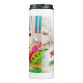 Aangepast Baby Toddler-onderliggend fotosjabloon Thermosbeker (Achterkant)