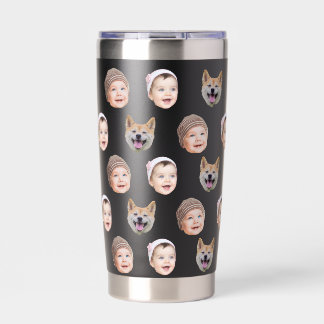 Aangepast babygezicht, aangepaste gezinsfoto met 3 geïsoleerde drinkbeker