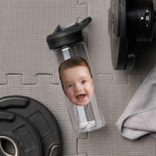 Aangepast babygezicht, grappige aangepaste foto waterfles