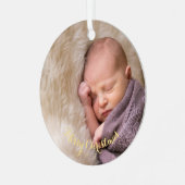 Aangepast babymeisje Jongen Eerste Eerste Kerstfee Metalen Ornament (Voorkant links)