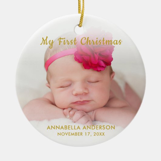 Aangepast babymeisje Mijn eerste kerstOrnament Keramisch Ornament (Voorkant)