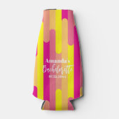 Aangepast Bacheloret Roze en Geel Patroon Flesjeskoeler (Voorkant)