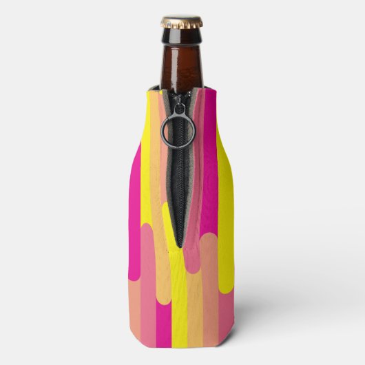 Aangepast Bacheloret Roze en Geel Patroon Flesjeskoeler (Fles Achterkant)