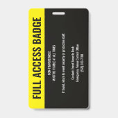 Aangepast backstage full access concert geel badge (Achterkant)