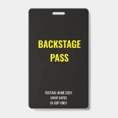 Aangepast backstage full access concert geel badge (Voorzijde)
