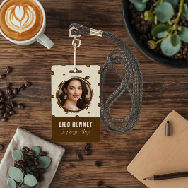 Aangepast badge voor koffiezaak met QR-code | Cozy