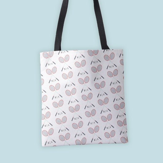 Aangepast Badminton Racket Patroon Monogrammed Tote Bag