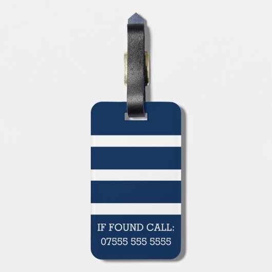Aangepast Bagagelabel - Blauw en wit (Achterkant verticaal)