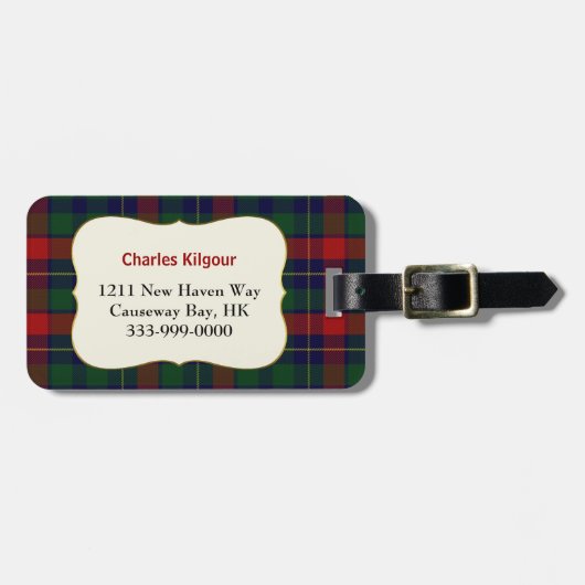 Aangepast Bagagelabel Clan Kilgour Tartan Pset (Voorkant horizontaal)