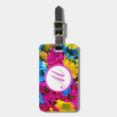 Aangepast Bagagelabel daisy kleurrijke bloem Monog (Voorkant verticaal)