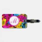 Aangepast Bagagelabel daisy kleurrijke bloem Monog (Achterkant horizontaal)