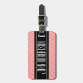 Aangepast bagagelabel | koraalroze chevron-lijn (Voorkant verticaal)