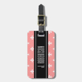 Aangepast bagagelabel | Koraalroze fleur de lis (Voorkant verticaal)