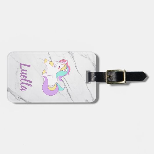 Aangepast bagagelabel Marble Unicorn (Voorkant horizontaal)