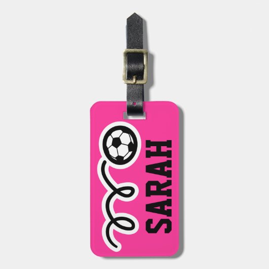 Aangepast bagagelabel met grappig voetbal (Voorkant verticaal)