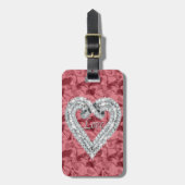 Aangepast Bagagelabel met Red Love Diamond Heart (Voorkant verticaal)