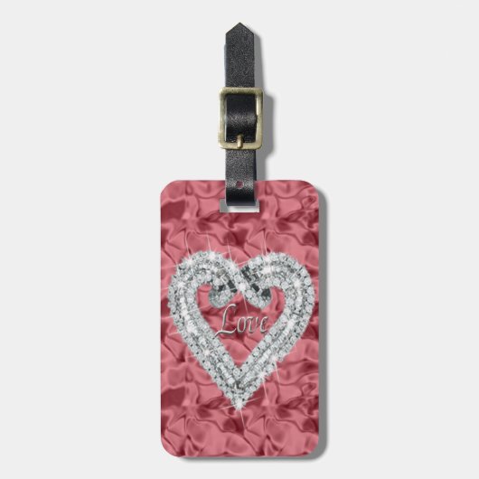 Aangepast Bagagelabel met Red Love Diamond Heart (Voorkant verticaal)