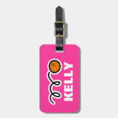 Aangepast bagagelabel met schattig basketbalontwer (Voorkant verticaal)