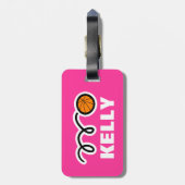 Aangepast bagagelabel met schattig basketbalontwer (Achterkant verticaal)