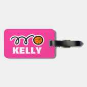 Aangepast bagagelabel met schattig basketbalontwer (Achterkant horizontaal)