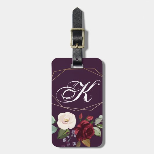 Aangepast Bagagelabel Plum Paarse Rozen Gold Ge (Voorkant verticaal)