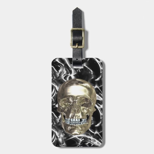 Aangepast Bagagelabel van de Chrome Skull (Voorkant verticaal)